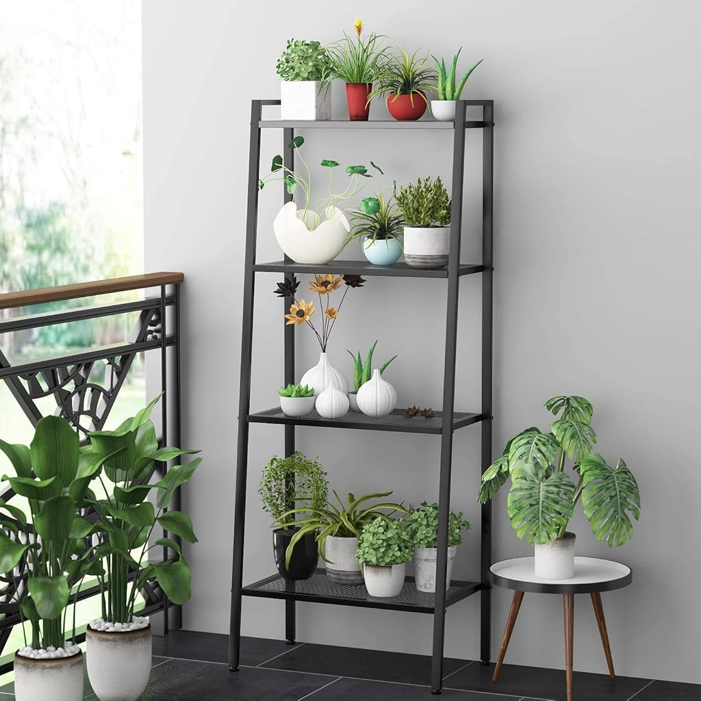 HASTHIP 4-Tier Metal Plant Stand for Balcony - Flower Pot Stand for Balcony - Modern Planter Stand for Living Room - Indoor/Outdoor Flower Pot Shelf/Pot Holder - Vertical Garden Home Decor Items HASTHIP 4-Tier Metal Plant Stand for Balcony - Flower Pot Stand for Balcony - Modern Planter Stand for Living Room - Indoor/Outdoor Flower Pot Shelf/Pot Holder - Vertical Garden Home Decor Items